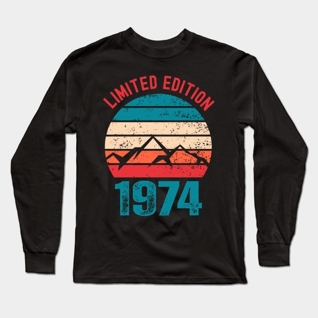 Limited Edition 1974 Vintage Sunset Mountain Climbing Hiking Long Sleeve T-Shirt by Swagmart